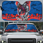 Personalized Newcastle Knights ANZAC Tribute Auto Sun Shade Poppy Field Soldier Silhouette Aboriginal Rugby Mascot