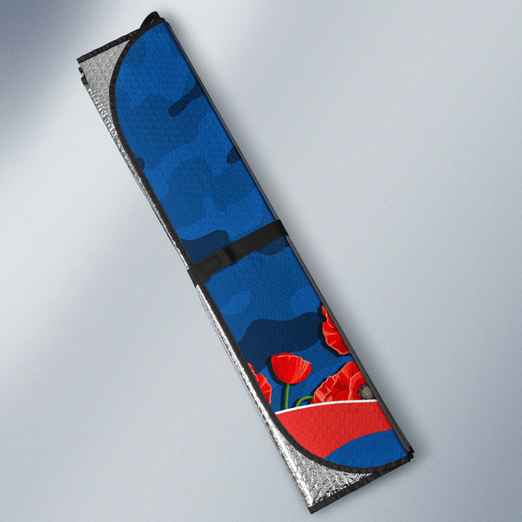 Personalized Newcastle Knights ANZAC Tribute Auto Sun Shade Poppy Field Soldier Silhouette Aboriginal Rugby Mascot
