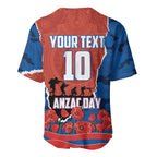 Personalized Newcastle Knights ANZAC Tribute Baseball Jersey Poppy Field Soldier Silhouette Aboriginal Rugby Mascot