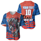 Personalized Newcastle Knights ANZAC Tribute Baseball Jersey Poppy Field Soldier Silhouette Aboriginal Rugby Mascot