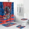 Personalized Newcastle Knights ANZAC Tribute Bathroom Set Poppy Field Soldier Silhouette Aboriginal Rugby Mascot