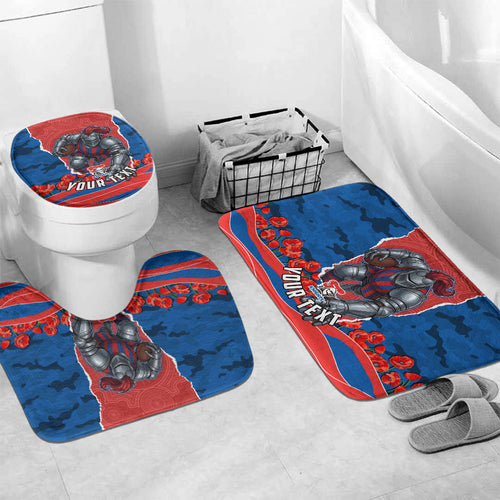Personalized Newcastle Knights ANZAC Tribute Bathroom Set Poppy Field Soldier Silhouette Aboriginal Rugby Mascot