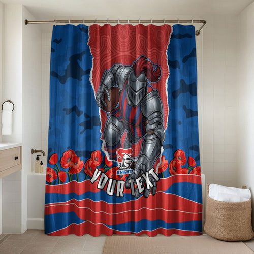 Personalized Newcastle Knights ANZAC Tribute Bathroom Set Poppy Field Soldier Silhouette Aboriginal Rugby Mascot