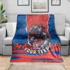 Personalized Newcastle Knights ANZAC Tribute Blanket Poppy Field Soldier Silhouette Aboriginal Rugby Mascot