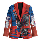 Personalized Newcastle Knights ANZAC Tribute Blazer Poppy Field Soldier Silhouette Aboriginal Rugby Mascot