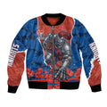 Personalized Newcastle Knights ANZAC Tribute Bomber Jacket Poppy Field Soldier Silhouette Aboriginal Rugby Mascot