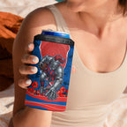 Personalized Newcastle Knights ANZAC Tribute 4 in 1 Can Cooler Tumbler Poppy Field Soldier Silhouette Aboriginal Rugby Mascot