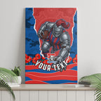 Personalized Newcastle Knights ANZAC Tribute Canvas Wall Art Poppy Field Soldier Silhouette Aboriginal Rugby Mascot