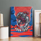 Personalized Newcastle Knights ANZAC Tribute Canvas Wall Art Poppy Field Soldier Silhouette Aboriginal Rugby Mascot