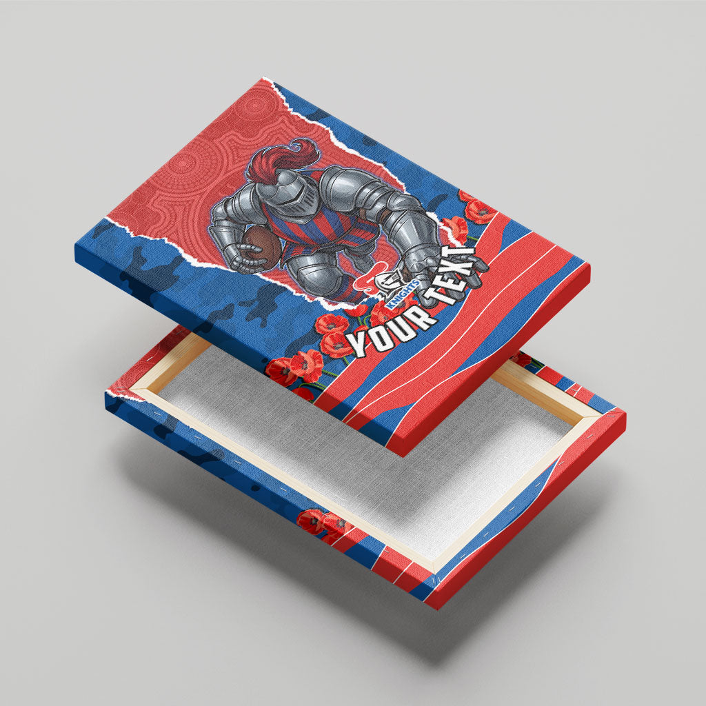 Personalized Newcastle Knights ANZAC Tribute Canvas Wall Art Poppy Field Soldier Silhouette Aboriginal Rugby Mascot
