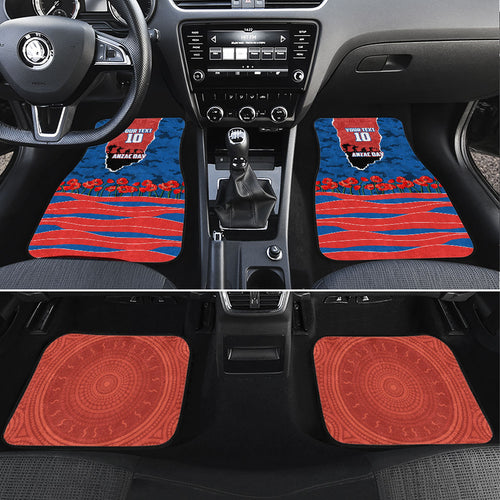 Personalized Newcastle Knights ANZAC Tribute Car Mats Poppy Field Soldier Silhouette Aboriginal Rugby Mascot