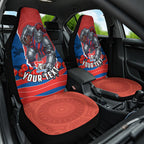 Personalized Newcastle Knights ANZAC Tribute Car Seat Cover Poppy Field Soldier Silhouette Aboriginal Rugby Mascot
