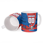 Personalized Newcastle Knights ANZAC Tribute Ceramic Mug Poppy Field Soldier Silhouette Aboriginal Rugby Mascot