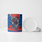 Personalized Newcastle Knights ANZAC Tribute Ceramic Mug Poppy Field Soldier Silhouette Aboriginal Rugby Mascot