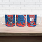 Personalized Newcastle Knights ANZAC Tribute Ceramic Mug Poppy Field Soldier Silhouette Aboriginal Rugby Mascot