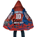 Personalized Newcastle Knights ANZAC Tribute Cloak Poppy Field Soldier Silhouette Aboriginal Rugby Mascot