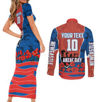 Personalized Newcastle Knights ANZAC Tribute Couples Matching Short Sleeve Bodycon Dress and Long Sleeve Button Shirt Poppy Field Soldier Silhouette Aboriginal Rugby Mascot