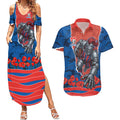 Personalized Newcastle Knights ANZAC Tribute Couples Matching Summer Maxi Dress and Hawaiian Shirt Poppy Field Soldier Silhouette Aboriginal Rugby Mascot