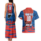 Personalized Newcastle Knights ANZAC Tribute Couples Matching Tank Maxi Dress and Hawaiian Shirt Poppy Field Soldier Silhouette Aboriginal Rugby Mascot