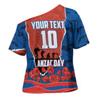Personalized Newcastle Knights ANZAC Tribute Cross Shoulder Shirt Poppy Field Soldier Silhouette Aboriginal Rugby Mascot