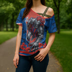 Personalized Newcastle Knights ANZAC Tribute Cross Shoulder Shirt Poppy Field Soldier Silhouette Aboriginal Rugby Mascot