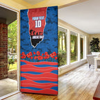 Personalized Newcastle Knights ANZAC Tribute Door Cover Poppy Field Soldier Silhouette Aboriginal Rugby Mascot