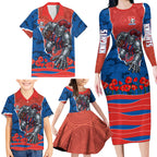 Personalized Newcastle Knights ANZAC Tribute Family Matching Long Sleeve Bodycon Dress and Hawaiian Shirt Poppy Field Soldier Silhouette Aboriginal Rugby Mascot