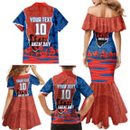 Personalized Newcastle Knights ANZAC Tribute Family Matching Mermaid Dress and Hawaiian Shirt Poppy Field Soldier Silhouette Aboriginal Rugby Mascot