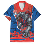 Personalized Newcastle Knights ANZAC Tribute Family Matching Mermaid Dress and Hawaiian Shirt Poppy Field Soldier Silhouette Aboriginal Rugby Mascot