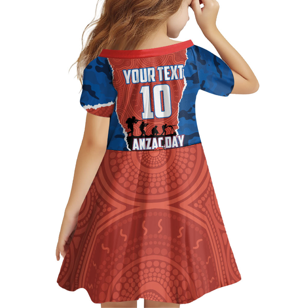 Personalized Newcastle Knights ANZAC Tribute Family Matching Short Sleeve Bodycon Dress and Hawaiian Shirt Poppy Field Soldier Silhouette Aboriginal Rugby Mascot