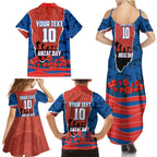 Personalized Newcastle Knights ANZAC Tribute Family Matching Summer Maxi Dress and Hawaiian Shirt Poppy Field Soldier Silhouette Aboriginal Rugby Mascot