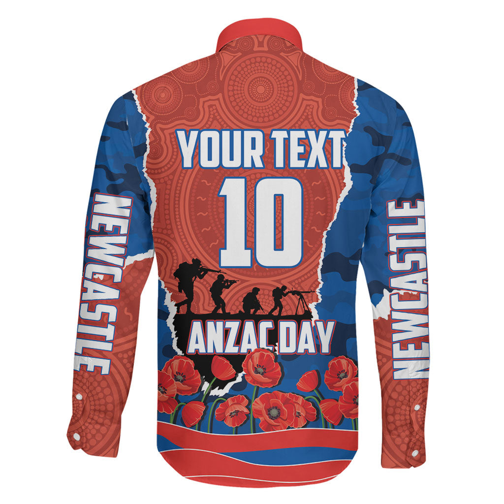 Personalized Newcastle Knights ANZAC Tribute Family Matching Summer Maxi Dress and Hawaiian Shirt Poppy Field Soldier Silhouette Aboriginal Rugby Mascot