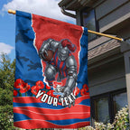 Personalized Newcastle Knights ANZAC Tribute Garden Flag Poppy Field Soldier Silhouette Aboriginal Rugby Mascot