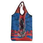Personalized Newcastle Knights ANZAC Tribute Grocery Bag Poppy Field Soldier Silhouette Aboriginal Rugby Mascot
