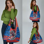 Personalized Newcastle Knights ANZAC Tribute Grocery Bag Poppy Field Soldier Silhouette Aboriginal Rugby Mascot