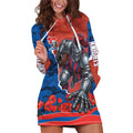 Personalized Newcastle Knights ANZAC Tribute Hoodie Dress Poppy Field Soldier Silhouette Aboriginal Rugby Mascot