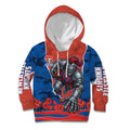 Personalized Newcastle Knights ANZAC Tribute Kid Hoodie Poppy Field Soldier Silhouette Aboriginal Rugby Mascot