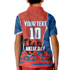 Personalized Newcastle Knights ANZAC Tribute Kid Polo Shirt Poppy Field Soldier Silhouette Aboriginal Rugby Mascot