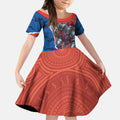Personalized Newcastle Knights ANZAC Tribute Kid Short Sleeve Dress Poppy Field Soldier Silhouette Aboriginal Rugby Mascot