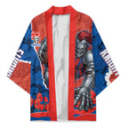 Personalized Newcastle Knights ANZAC Tribute Kimono Poppy Field Soldier Silhouette Aboriginal Rugby Mascot