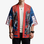 Personalized Newcastle Knights ANZAC Tribute Kimono Poppy Field Soldier Silhouette Aboriginal Rugby Mascot
