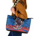 Personalized Newcastle Knights ANZAC Tribute Leather Tote Bag Poppy Field Soldier Silhouette Aboriginal Rugby Mascot