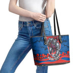 Personalized Newcastle Knights ANZAC Tribute Leather Tote Bag Poppy Field Soldier Silhouette Aboriginal Rugby Mascot