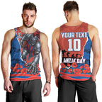 Personalized Newcastle Knights ANZAC Tribute Men Tank Top Poppy Field Soldier Silhouette Aboriginal Rugby Mascot