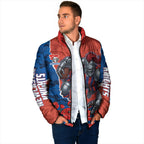 Personalized Newcastle Knights ANZAC Tribute Padded Jacket Poppy Field Soldier Silhouette Aboriginal Rugby Mascot