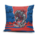 Personalized Newcastle Knights ANZAC Tribute Pillow Cover Poppy Field Soldier Silhouette Aboriginal Rugby Mascot