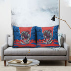 Personalized Newcastle Knights ANZAC Tribute Pillow Cover Poppy Field Soldier Silhouette Aboriginal Rugby Mascot