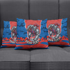 Personalized Newcastle Knights ANZAC Tribute Pillow Cover Poppy Field Soldier Silhouette Aboriginal Rugby Mascot