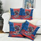 Personalized Newcastle Knights ANZAC Tribute Pillow Cover Poppy Field Soldier Silhouette Aboriginal Rugby Mascot