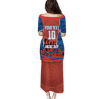 Personalized Newcastle Knights ANZAC Tribute Puletasi Poppy Field Soldier Silhouette Aboriginal Rugby Mascot